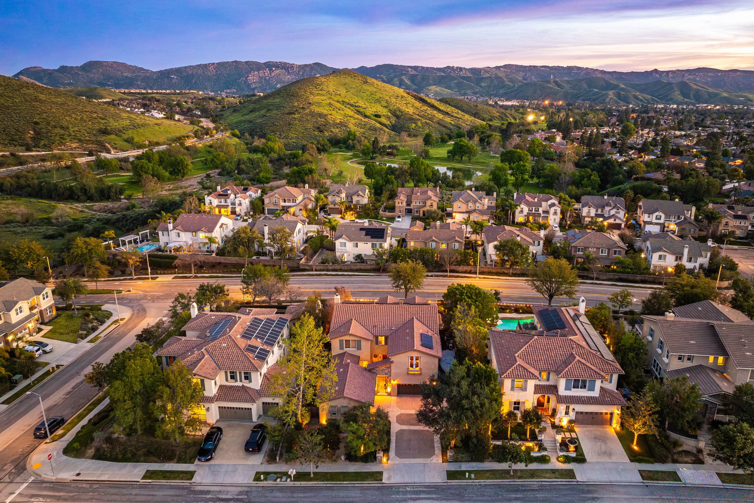 Twilight aerial view